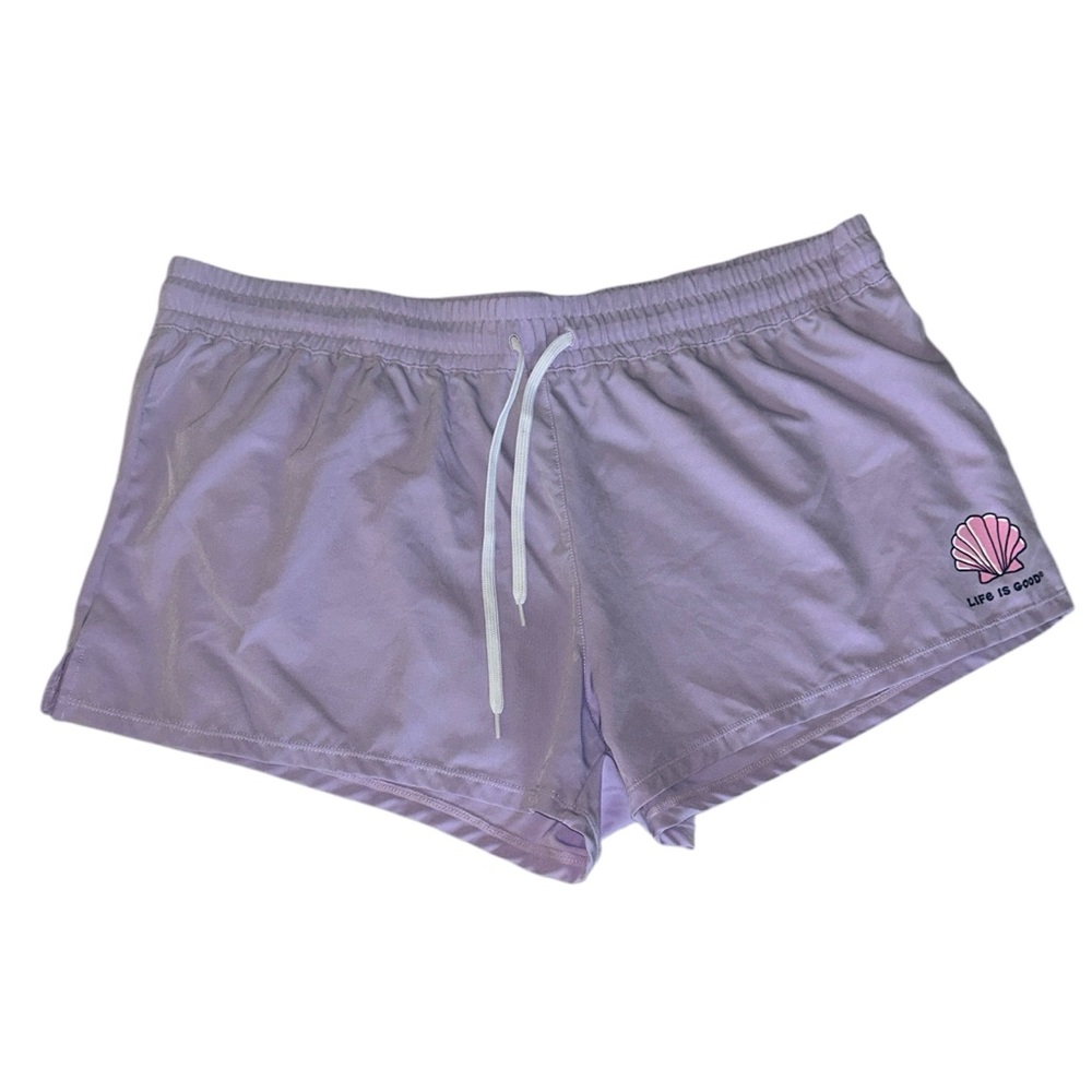 Life Is Good Lilac Purple Board Short Women’s XL  Seashell Logo Elastic Waist